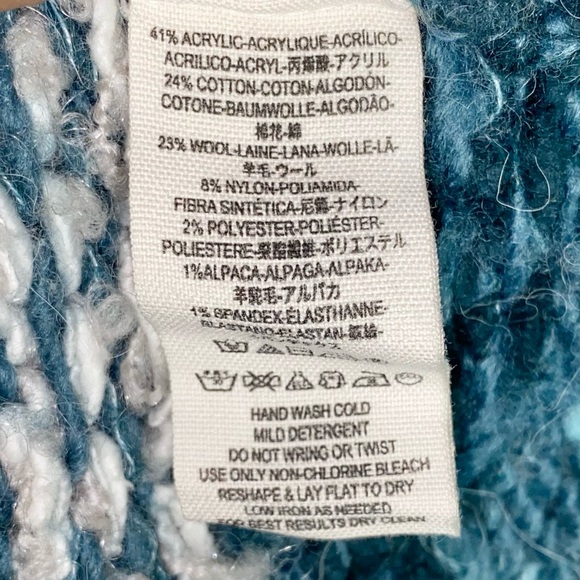 Free People Through the Storm Sea Blue Fair Isle Chunky Knit Long Sleeve Sweater - Picture 6 of 6